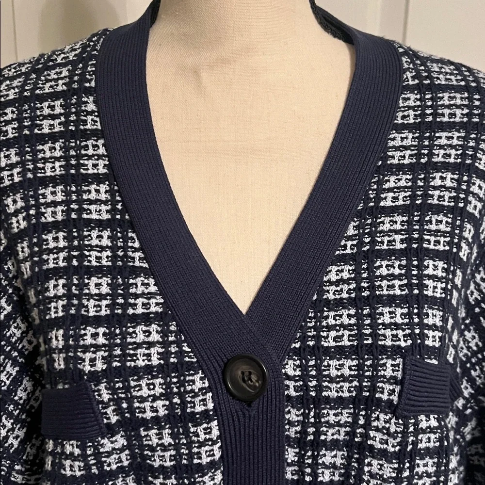 EUC, FREE ASSEMBLY TWEED CARDIGAN, NAVY SIZE XL - Picture 3 of 10